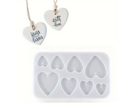 Molde silicona 8 aritos corazones